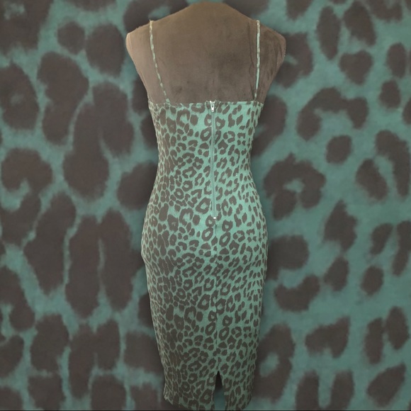 Green Leopard Print Strappy Dress - Picture 3 of 3